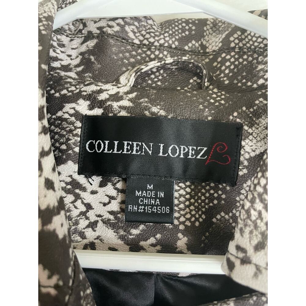 Colleen lopez Moto Jacket womens size medium Faux Leather Coat 0717 - Picture 3 of 9